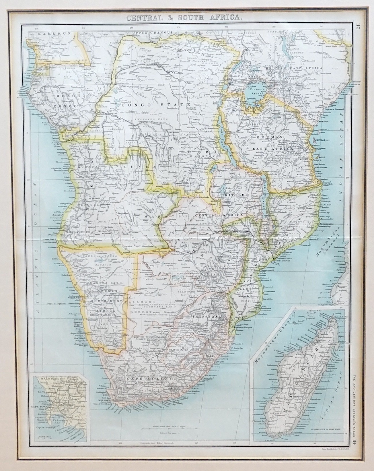 John Bartholomew / The XXth Citizens Atlas, Maps of British Central Africa Protectorate and Central and South Africa, 67 x 30cm and 43 x 34cm